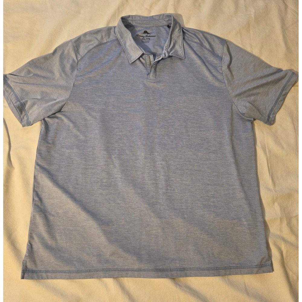 Tommy Bahama Polo Shirt Mens XXL Blue Heather 1/4 Zip Short Sleeve Golf Marlin